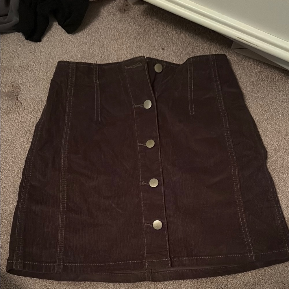 Brown Button-Front Skirt